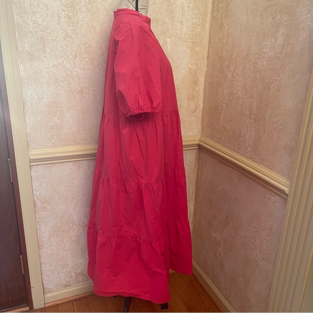 Ann Taylor Loose Fit Tiered Voluminous Maxi Cotton Blend Dress Fuchsia Sz XL - Picture 5 of 11